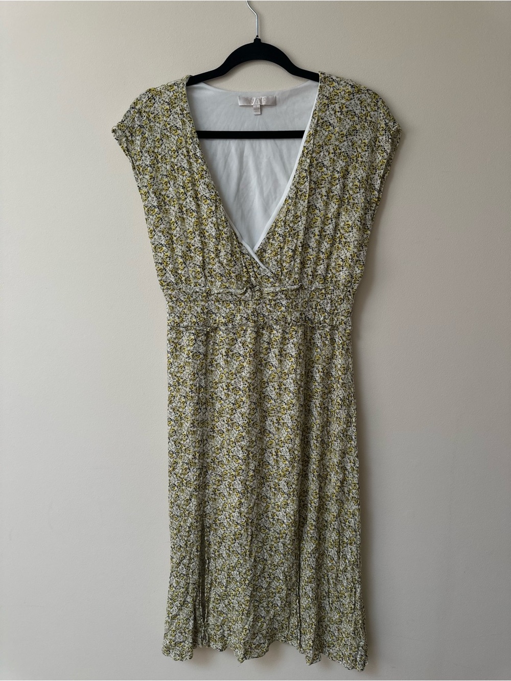 Wayf Olive Floral V-Neck Midi Dress